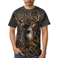 thumbnail image 4 of LAOLIUSN Men's Deer Graphic T Shirt Buck Wildlife Hunting Tee Forest Antler All Over Print Crew Neck Short Sleeve Shirt S-4XL, 4 of 7
