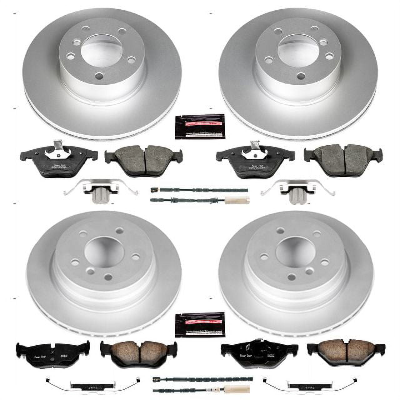 PowerStop Front and Rear Geomet Coated Brake Rotor and Pad Kit Fits: BMW Select Models CRK6074