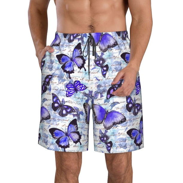 Fotbe Butterflies Trajes de Baño Estampados para Hombre, Shorts de Verano de Secado Rápido, Ropa de Playa, Bañadores-Large