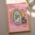 thumbnail image 3 of [UNFRAMED] Hello Gorgeous Frog Print, Positivity Girly, Pink Retro Posters, Y2K Prints, Dorm Room Decor White, Black Natural Wooden Metal, 3 of 5