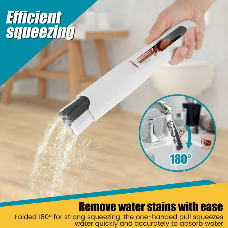 Mini Mop, Portable Self-squeeze Sponge Mop, Short Hand Mop, 180 Adjustable  Lazy Hand Wash-free Strong Absorbent Mop