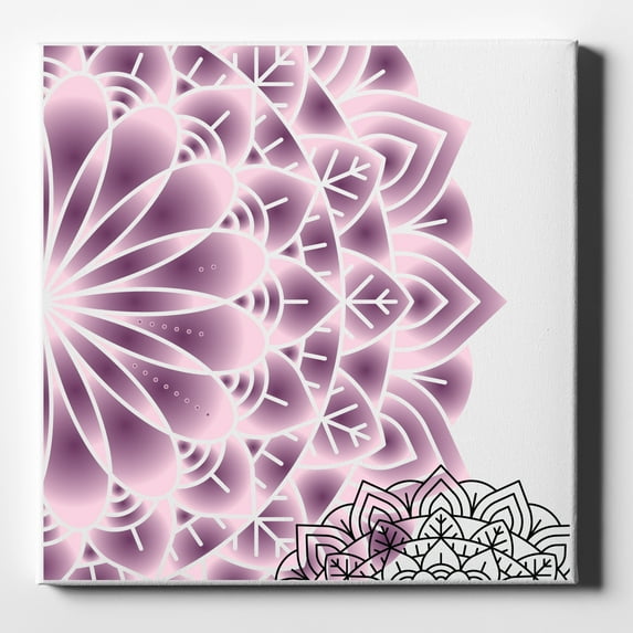 Mandala - Purple and Pink and Black - 10" x 10" - Decorative Canvas Wall Art - White Edge - 5/8" Gallery Wrapped