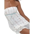 thumbnail image 4 of Caoirhny Women Wrap Chest Bodycon Dress Flower Print Tie-Up Ruffles Strapless Boat Neck Backless Dress Summer Party Club Mini Dress, 4 of 9