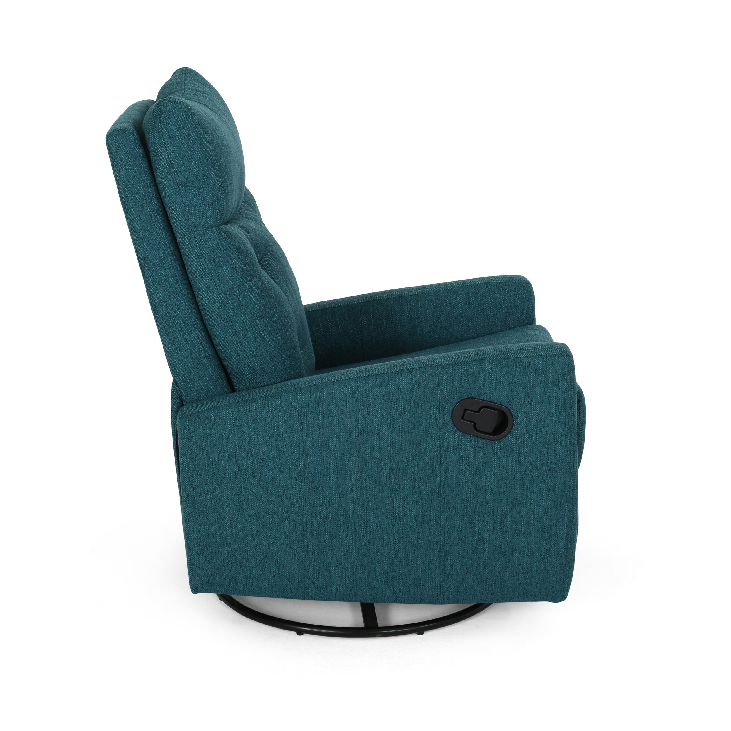 GDF Studio Kimpton Contemporary Fabric Tufted Glider Swivel Pushback Recliner, Teal and Black