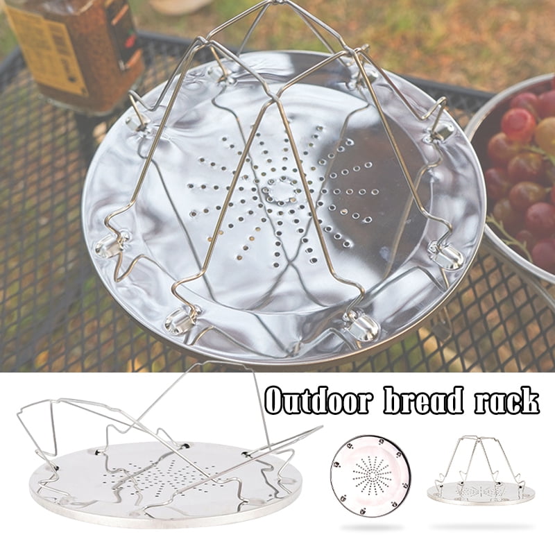 Foldable 4-Slice Stainless Steel Camp Toaster Rack – Portable Outdoor Bread Toaster for Camping, Picnics  Stovetop Use