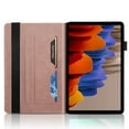 thumbnail image 2 of Dteck Samsung Galaxy Tab S8/S7 Case 11 Inch (SM-X700/X706/T870/T875/T878), PU Leather Folding Stand Cover with Built-in S Pen Holder, Multiple Angle Embossed Cover with Cards Pocket,Rosegold, 2 of 5