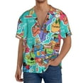 thumbnail image 7 of Lsque Cartoon Map Of Europe print Men's Cuban Collar Short Sleeve Shirt Summer Beachwear Casual Button Down Fashionable Vacation Leisure Shirt-X-Large, 7 of 7