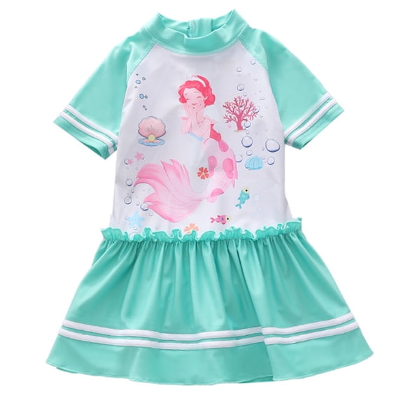 6-8 T Girls Bathing Suits Girls Short Sleeve Dress Style Swimsuit For Toddlers Children And Adults Sun Hot Weather Swimwear