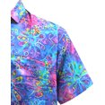 thumbnail image 4 of HAPPY BAY Men's Hawaiian Shirts Tropical Floral Beach Shirts Casual Short Sleeve Button Down Collared Shirt Men XL Neon Flowers, Multicoloured, 4 of 4