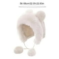thumbnail image 2 of Toudaret Winter Hat with Scarf Bear Ear Decor Thick Faux Mink Hair Full Protection  Pure Color Headwear Outdoor Activities Cap, 2 of 8