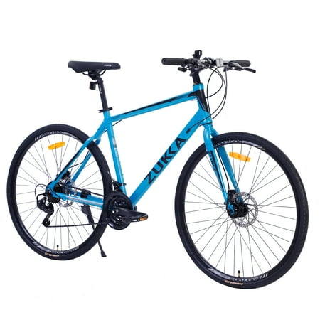 iRerts 21 Speed Hybrid Bike, 700C Road Bikes for Men Women, Adult City Bicycle Commuter Bike with Double Disc Brake and 3*7 Speed Shimano Shifter, Lightweight Adult Bike for School Commuting, Blue