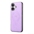 thumbnail image 4 of Magnetic Case for iPhone 16 Business Classic PU Leather Slim Soft Bumper Anti-Fingerprint Shockproof Protective Compatible with Magsafe Phone Cover For iPhone 16,Purple, 4 of 5