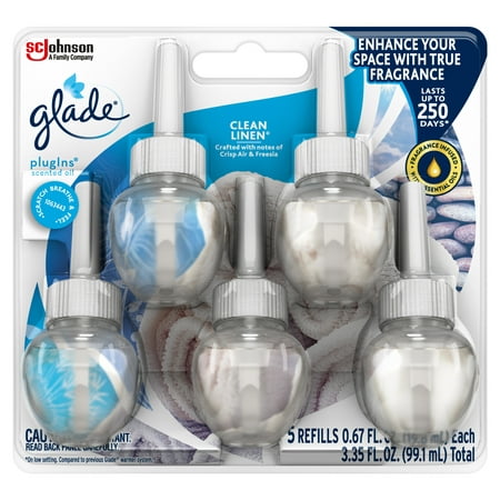 Glade PlugIns Scented Oil Refill Clean Linen, Essential Oil Infused Wall Plug In, 3.35 FL OZ, Pack of (Best Way To Clean The Air In Your Home)