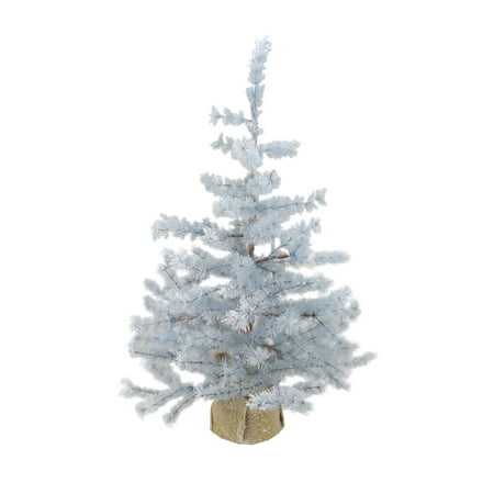 Arett Sales 3' Unlit Artificial Christmas Tree Winter Light Frosted Blue Pine with Burlap (Having The Best After Christmas Sales)