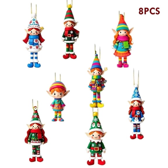 Wooden Christmas Ornaments Set, Handcrafted Holiday Decorations for Kids, Creative Craft Gift, 8pcs