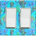 thumbnail image 1 of Metal Light Switch Wall Plate Outlet Cover (Jellyfish Sea Snail Starfish Teal Glitter Reef Bubbles - Double Rocker), 1 of 2