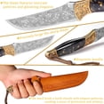 thumbnail image 4 of Artisan Knife Set with Durable Leather Sheath - Style Includes Elegant Black, Imperial Ruby, and Aurora Fantasy Blades. Perfect for Boning, Peeling, Outdoor BBQ, Knife Collectors and Enthusiasts, 4 of 10