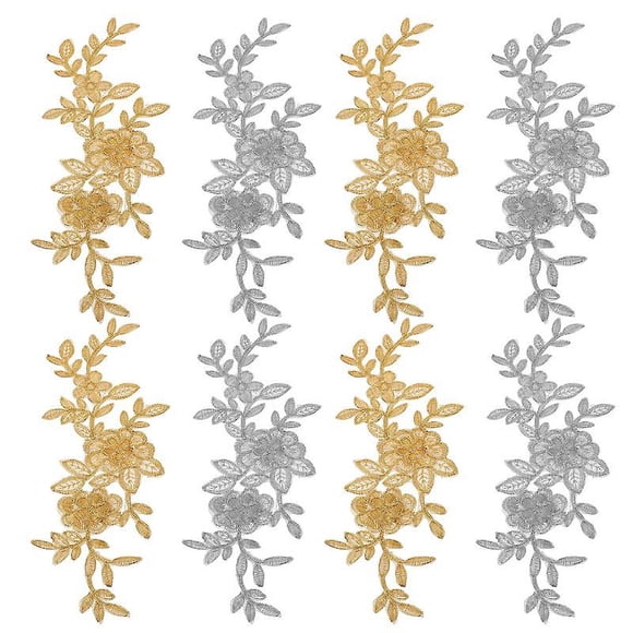 8 parches de bordado de flores.
