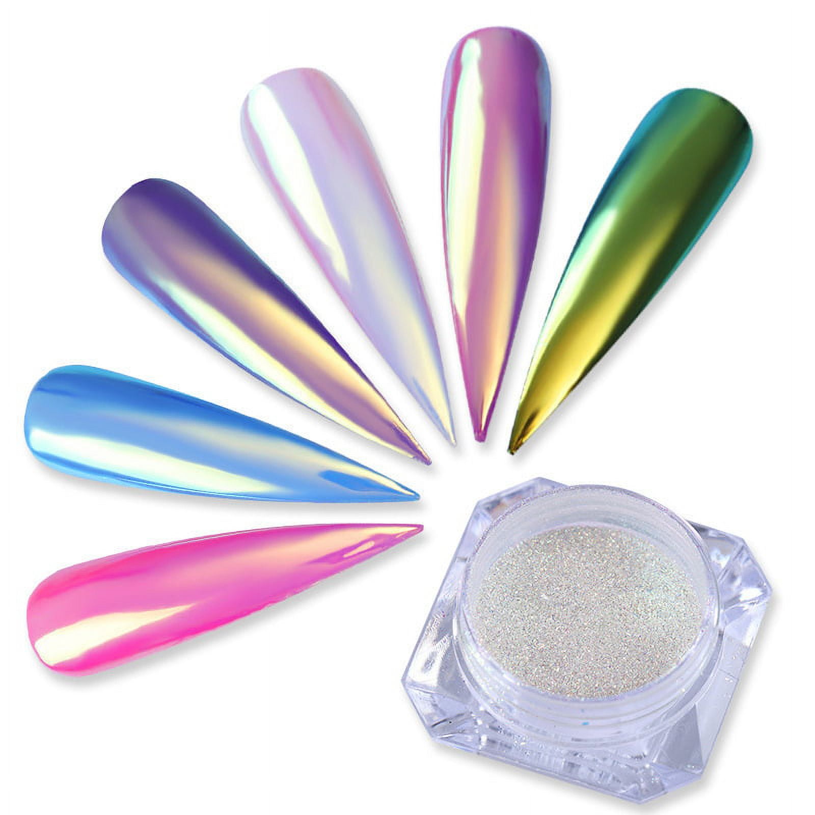 Unicorn Chrome Nail Powder, 1 Box Gold Aurora Powder, Iridescent Chrome  Powder Metallic Mirror Effect Pigment, Fairy Powder Mermaid Glitter Dust  Shell