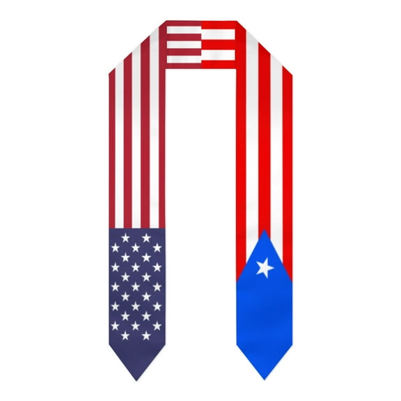 Puerto Rico & USA United States Flag Shawl Sash Stole Graduation Shawls Wraps Scraf For International Study