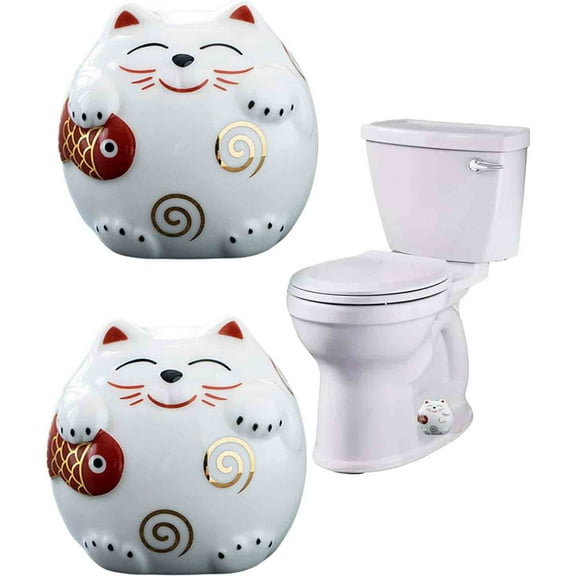 Ceramic Cats Toilet Floor Bolt Covers, Cute Design, Durable Ceramic, Easy to Install, Decorative Functional, Prevents Dust, Suitable for Bathroom Hotel Home, Unique Housewarming Gift