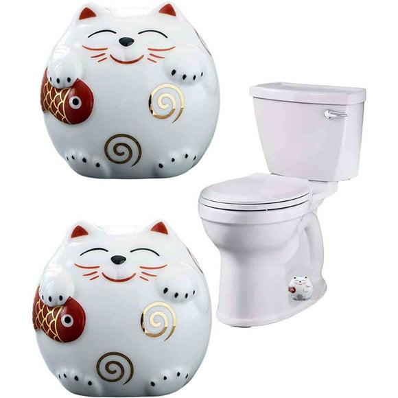 Fiudx Pernos de Inodoro de Cerámica con Forma de Gato, Bonitos Adornos para El Baño, Decorativos y Funcionales, Fáciles de Instalar, Evitan El Polvo, Ideales para El Baño o La Sala de Estar, Regalo F