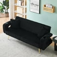 thumbnail image 3 of Jopath Corduroy Futon Sofa Bed with Pillows,74 inch Modern Convertible Loveseat Sleeper Bed with Adjustable Backrest for Living Room,Black, 3 of 7