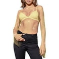 thumbnail image 2 of Women'S Rhinestone Body Chains Long Sleeve Tops Crystal See Through Mesh Fishnet Shirts Outfits Gold S, 2 of 7