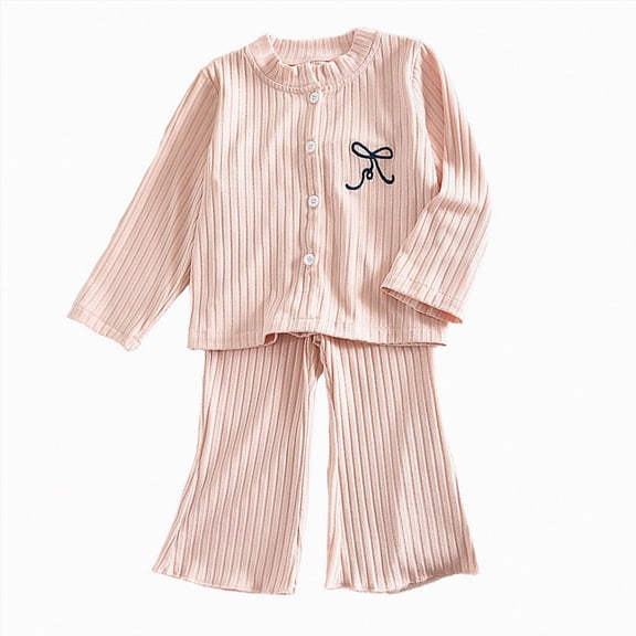 Linfrsh Toddler Girl Fall Outfits Girls' Cute Casual Bow Embroidery Long Sleeved Cardigan and Pants Set