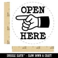thumbnail image 2 of Open Here Pointing Hand Self-Inking Rubber Stamp Ink Stamper - Brown Ink - Small 3/4 Inch, 2 of 7