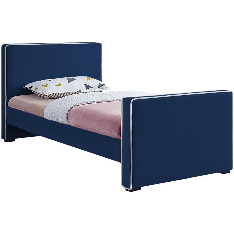 Meridian Furniture Dillard Navy Velvet Twin Bed