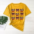 thumbnail image 2 of Feancey Fourth of July Shirts for Women Bows Graphic Tees Independence Day Short Sleeve Patriotic T-Shirt Teen Girl Cute Holiday Tops Yellow XXL, 2 of 5