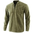 thumbnail image 1 of Men‘s Medieval Lace-Up Long Sleeve Shirts Retro Renaissance Gothic V-Neck Men‘s Medieval Lace-Up Long Sleeve Shirts Solid Color Retro Renaissance Gothic V-Neck T-Shirts  XL Purplish Blue, 1 of 7