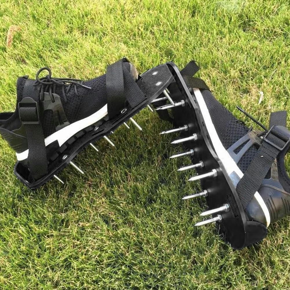 Lawn Aerator Garden Nail Shoes Grass Loose Soil Tool 5cm Long Nail Lawn Aerator Spikes Shoes Self-Leveling Epoxy Yard Cultivator(Black)