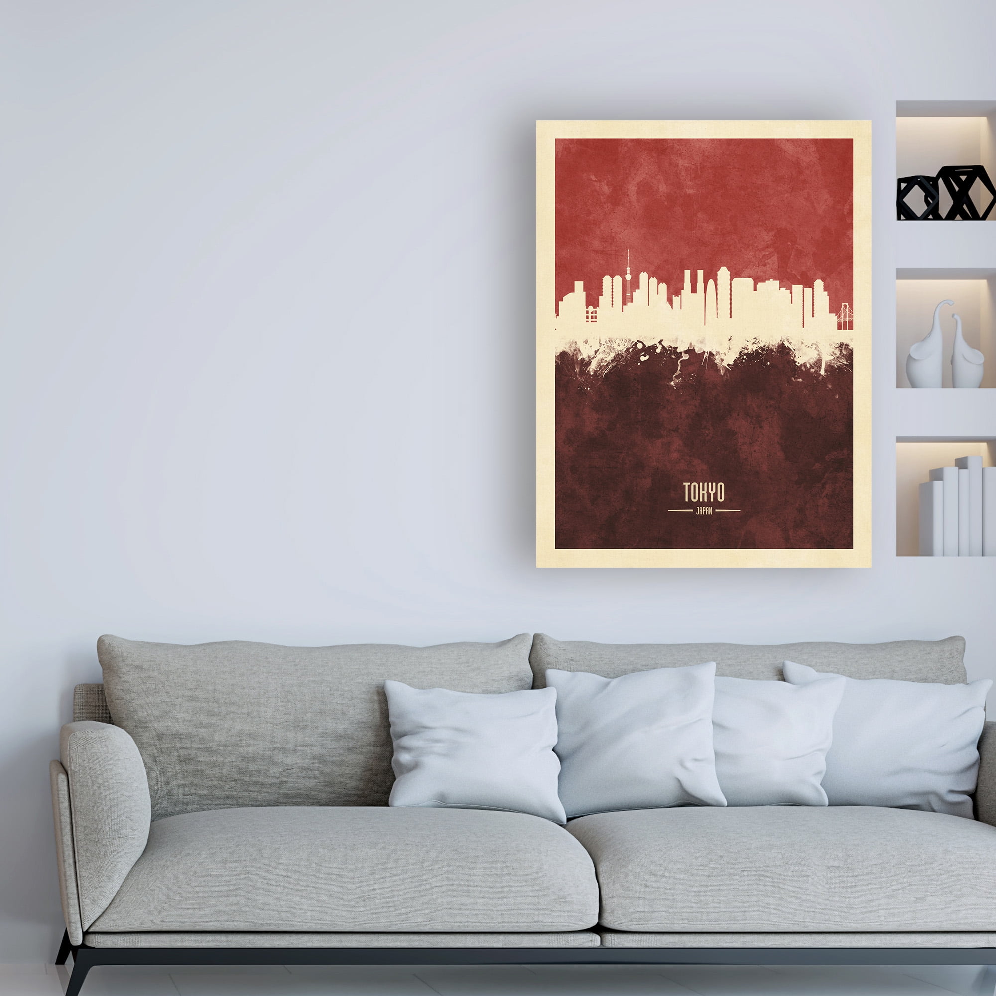Trademark Fine Art 'Tokyo Japan Skyline Red II' Canvas Art by Michael Tompsett