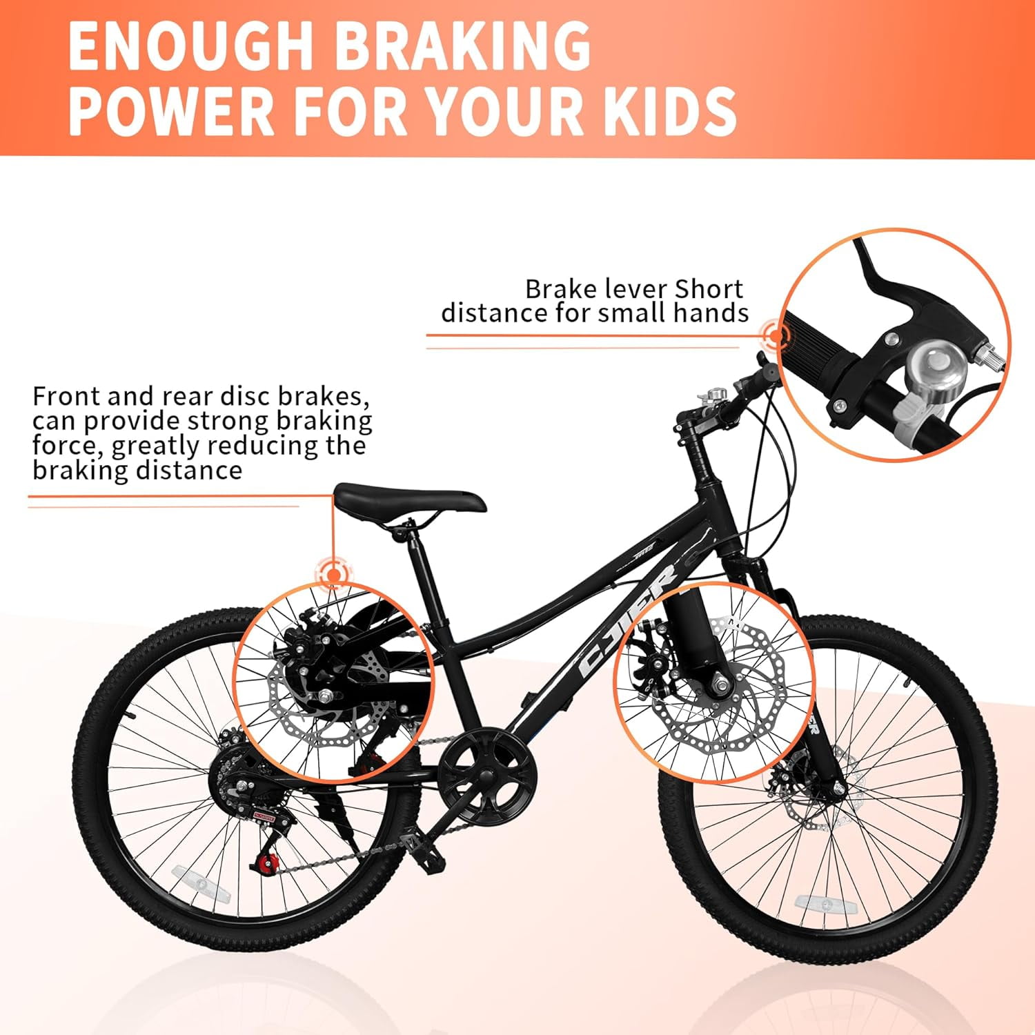 24 Inch Mountain Bike for Kids, Akaber Bicycles for Boys Girls 6-14 Years, 7 Speed Gears, Suspension Fork, Dual Disc Brakes, Anti-Slip Tires