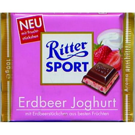 Ritter Sport Bars, Milk Chocolate with Strawberry Creme, 3.5 Ounce