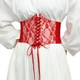 thumbnail image 4 of CBGELRT Darkness Belt for Women Vintage Floral Lace Wide Waistband for Dress Blouse Lace Up Cinch Waist Elastic Belts, Red, 4 of 6