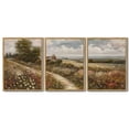 thumbnail image 3 of Drsoum Vintage Landscape Wall Art Countryside Meadow Wildflower Field Wall Prints Classic Retro Farmhouse Rustic Decorations for Office Bedroom 11x14in3pcs Natural Framed, 3 of 5