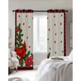 thumbnail image 2 of Christmas Cardinal Black Out Curtains 84 Inch Long for Living Room, Winter Xmas Poinsettia Holly on Linen Blackout Curtain Shade Thermal Insulated Window Curtains Grommet Drapes 42"x84" 2 Panels, 2 of 8