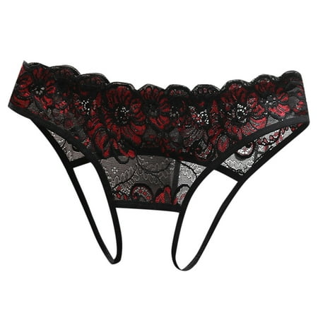 Lingerie for Women Crotchless 1 pc Black Lace Thongs Seamless Thong Underwear for Women Womens Lace Underwear One Size