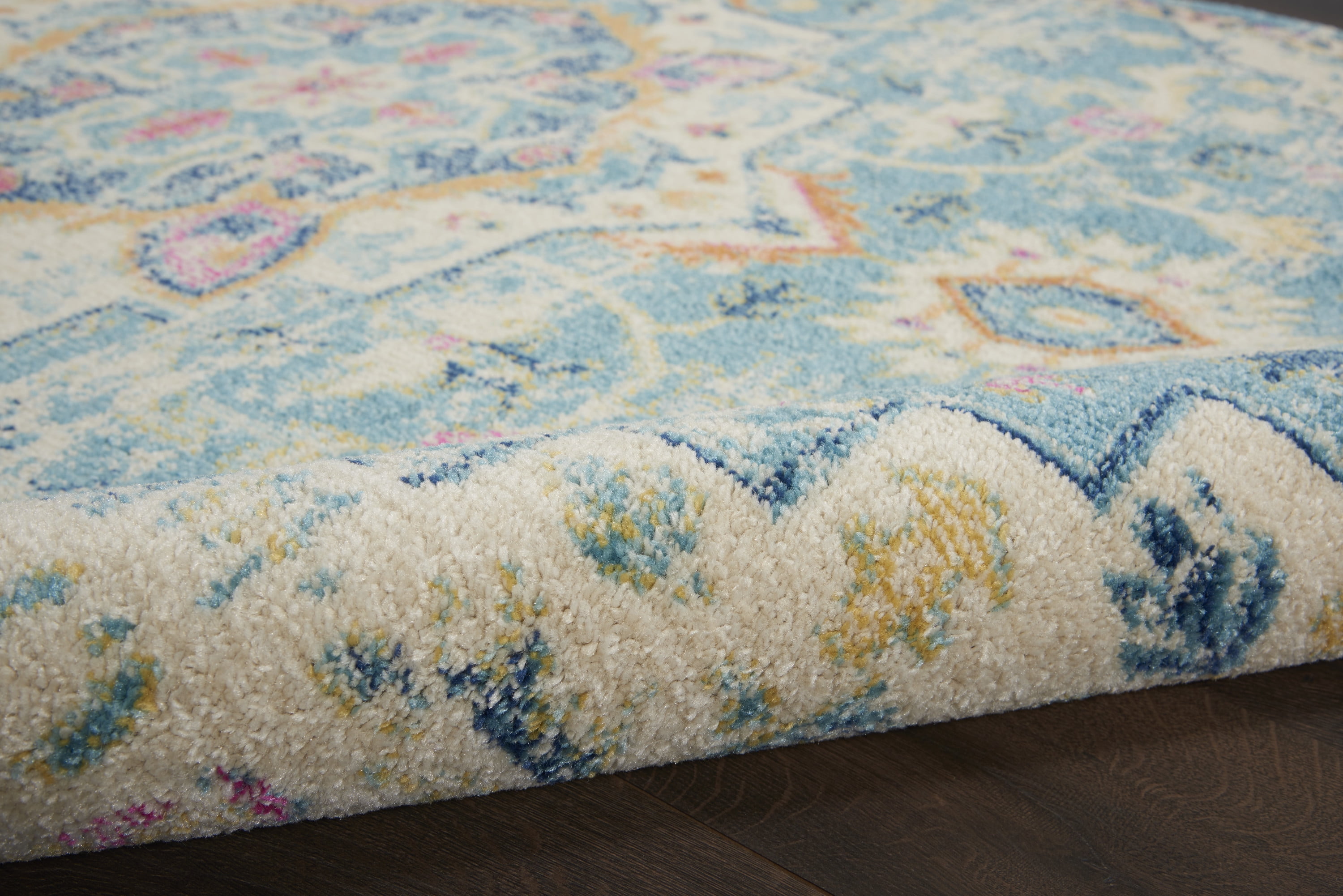 Nourison Passion Bohemian Ivory/Light Blue 2'2" x 7'6" Area Rug, (2x8)