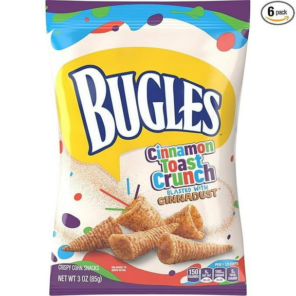 Bugles Corn Snacks, Sweet and Salty Churro, 3 Oz (Pack of 6)