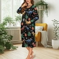 thumbnail image 2 of FKELYI Women Zip Up Robe Nightgowns Comfy House Coats Christmas Tree Dinosaur Snowflake Print Full Length Sleepwear House Dress Long Sleeve Bathrobe with 2 Pockets, 4XL, 2 of 6