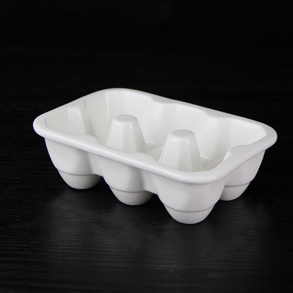 PBPBOX Ceramic Egg Holder for Refrigerator Storage, Slim and Compact, White