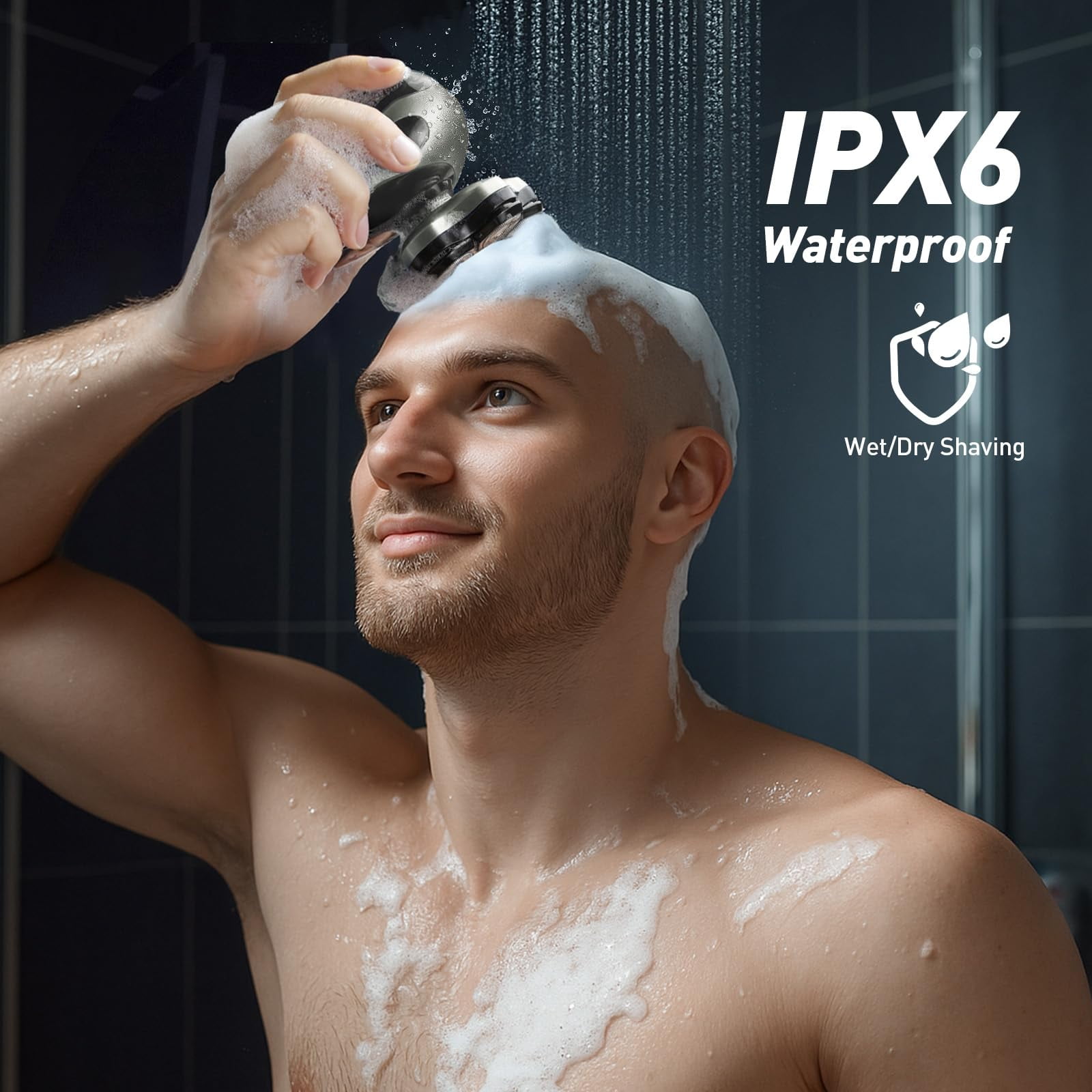 Nogroa Head Shavers for Men, 7D Bald Head Shaver, Magnetic Detachable Electric Razor, IPX6 Waterproof Wet/Dry Hair Beard Trimmer, Grooming Shaving Kit with LED Display & USB-C Charging, Grey