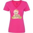 thumbnail image 3 of Inktastic Sloth Mom with Baby Sloth and Flowers Women's V-Neck T-Shirt, 3 of 5