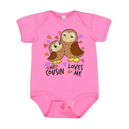 

Inktastic My Cousin Loves Me- Cute Owl Family Gift Baby Boy or Baby Girl Bodysuit
