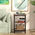 thumbnail image 2 of VECELO Nightstand with 3-Tier Open Shelf, Modern X-Design Bedside/End Table for Living Room, Bedroom, Home Office, Brown, 2 of 9