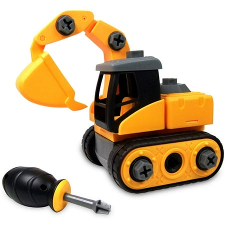 

Construction Truck Toy Push and Go Car Toys for Boys and Girls Friction Powered Toy Car with Constructions Set Assembly Excavator Party Supplies for Toddlers Kids Ages 3+